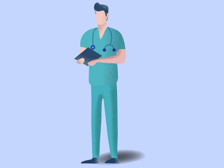 Illustration, doctor, flat design, male, 