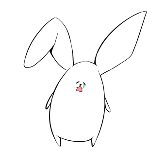 泣き顔のうさぎ うさぎ,動物,泣き顔,白色,シンプルのイラスト素材