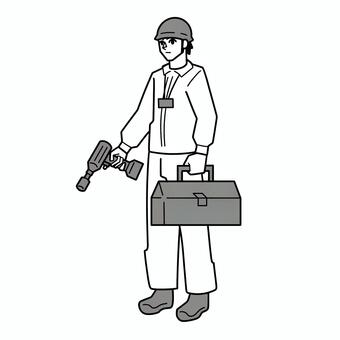 工具を持って点検に向かう男性作業員 作業員,工具,メンテナンス,整備,点検,設備保全のイラスト素材