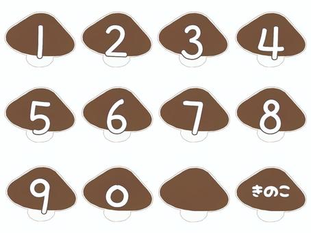【アイコンセット】数字入りのきのこ 【アイコンセット】数字入りのきのこ きのこ,キノコ,茸,ベース,秋,茶色,ブラウン,brown,シンプル,透過のイラスト素材