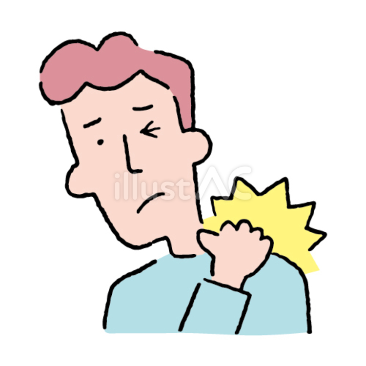 肩こりを気にする男性 肩こり,健康,痛みのイラスト素材