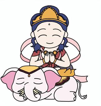 普賢菩薩 普賢菩薩 普賢菩薩,菩薩,仏,仏様,神様,宗教,仏教,釈迦三尊のイラスト素材