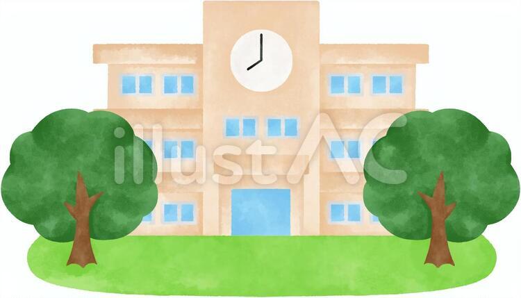 夏の校舎 校舎,学校,高校のイラスト素材