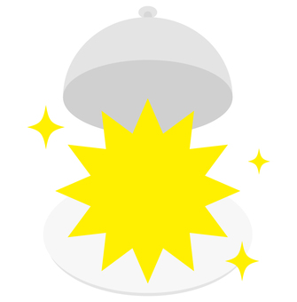 クローシュの中身 クローシュの中身 クローシュ,料理,蓋,お皿,光る,輝き,銀,ステンレス,カバー,保温のイラスト素材