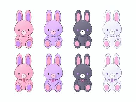 うさぎのぬいぐるみセット(やみかわ) ぬいぐるみ,生活,玩具,おもちゃ,かわいい,インテリア,セット,白背景,やみかわ,病みかわのイラスト素材