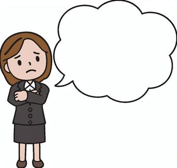 吹き出しでセリフを言う女性社員