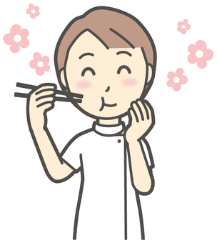  理学療法士女-568-バスト 食べる,おいしい,理学療法士,整体師,白衣,医療,病院,柔道整復師,カイロプラクティック,鍼灸師のイラスト素材