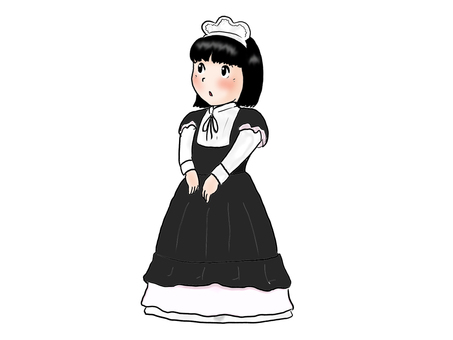 ゆるふわメイド 人物,こども,女の子,メイド,ゆるふわ,全身,手書きのイラスト素材