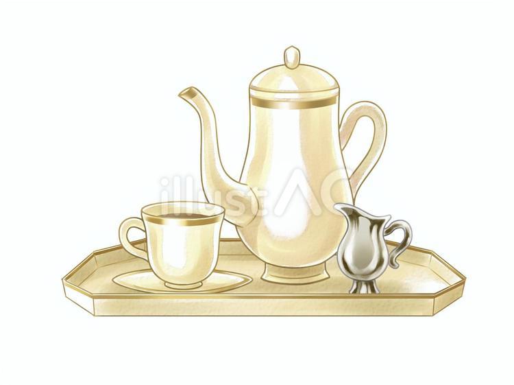 洋風のティーセット（湯気なし） ティーセット,お茶,セットのイラスト素材