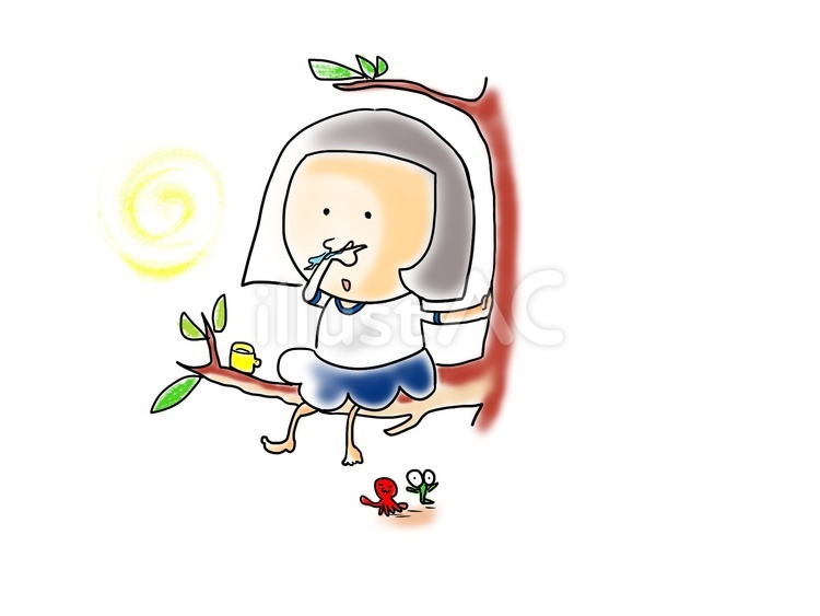 木登り　おかっぱ おかっぱ,女の子,体操服のイラスト素材