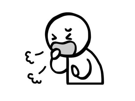 モノクロ棒人間　咳をする人 棒人間,人,咳,風邪,むせる,喉,痛い,インフルエンザ,病気,体調不良のイラスト素材