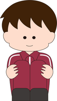 体育座り　ジャージ男子学生 体育座り,体操座り,座る,ジャージ,体操着,体操服,運動着,男の子,学生,こどものイラスト素材