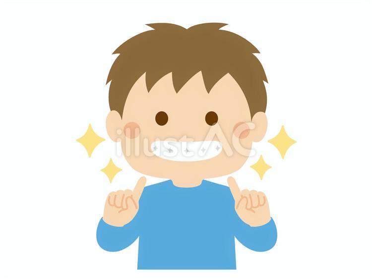 歯磨き完了_ピカピカ こども,歯磨き,歯のイラスト素材