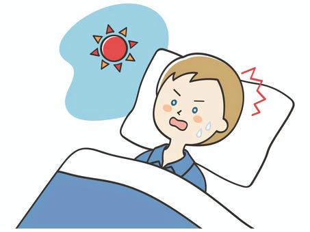 寝過ごした白人男性 男性,外国人,寝坊,寝過ごし,寝過ごす,遅刻,起きる,起床,焦る,眠るのイラスト素材