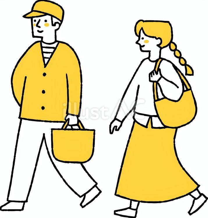 荷物を持って通学する学生二人 荷物,バッグ,手提げのイラスト素材