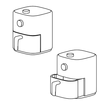 ノンフライヤーの線画 ノンフライヤーの線画 ノンフライヤー,フライヤー,調理器具,線画,モノクロ,立体のイラスト素材