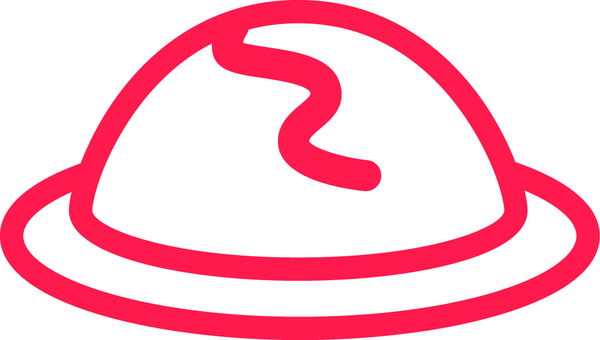 ピクトグラムの赤のオムライスです。 ピクトグラム,オムライス,シンプル,料理,食べ物,洋食,卵,ケチャップ,チキンライス,オムレツのイラスト素材