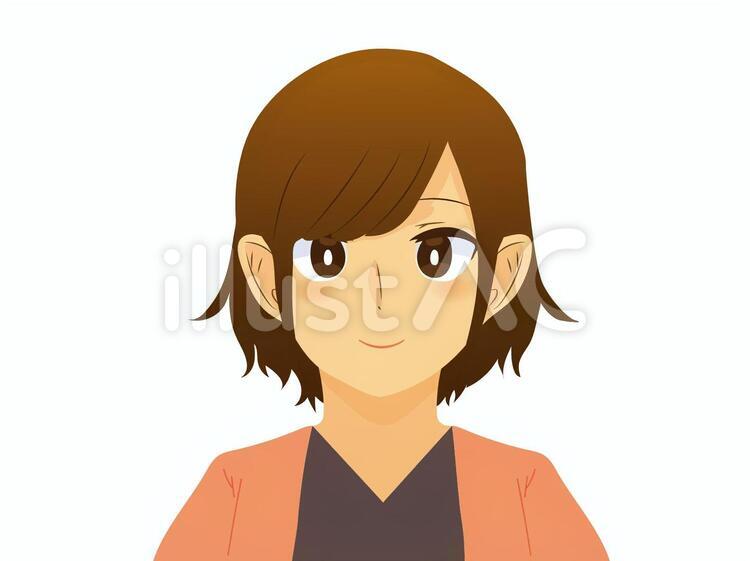微笑む女性　主線なし 女性,笑う,笑顔のイラスト素材