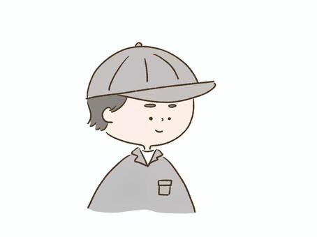 グレーの作業着の男性 作業員,グレー,灰色,作業着,仕事,男性,男,人物,かわいい,シンプルのイラスト素材