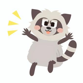 ひらめき/気づくアクション（アライグマ） 動物,生き物,ひらめき,気づき,アライグマ,アクション,ポーズ,かわいい,シンプル,ベクターのイラスト素材