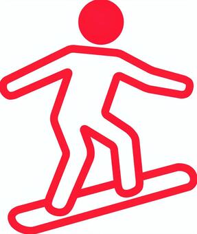 ピクトグラムの赤のスノーボードです。 ピクトグラム,スノーボード,シンプル,スポーツ,冬,雪,アウトドア,板,ジャンプ,滑るのイラスト素材