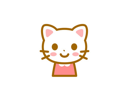 しろねこちゃん　ノーマル 白猫,猫,動物,キャラクター,獣のイラスト素材
