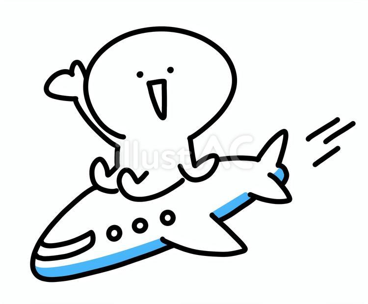 飛行機に乗って手を振る笑顔の人 飛行機,乗る,笑顔のイラスト素材