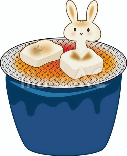 うさぎ型に焼けた餅のイラスト