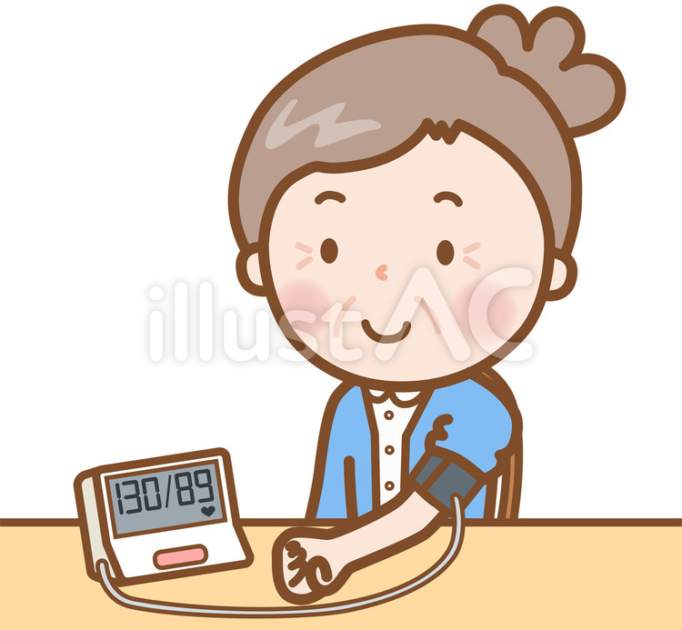 おばあさん：血圧測定 血圧測定,血圧,測定のイラスト素材