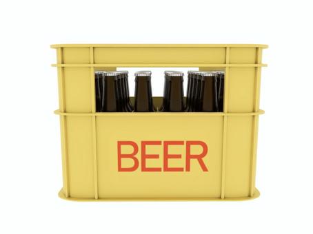 黄色のビールケースとビール ビールケース,ケース,ビール箱,入れ物,3d,cg,瓶ビール,黄色のイラスト素材