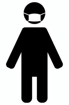 マスクをした人のアイコン 人,マスク,シルエット,アイコン,予防,人間,人物,棒人間,ピクトグラム,シンプルのイラスト素材