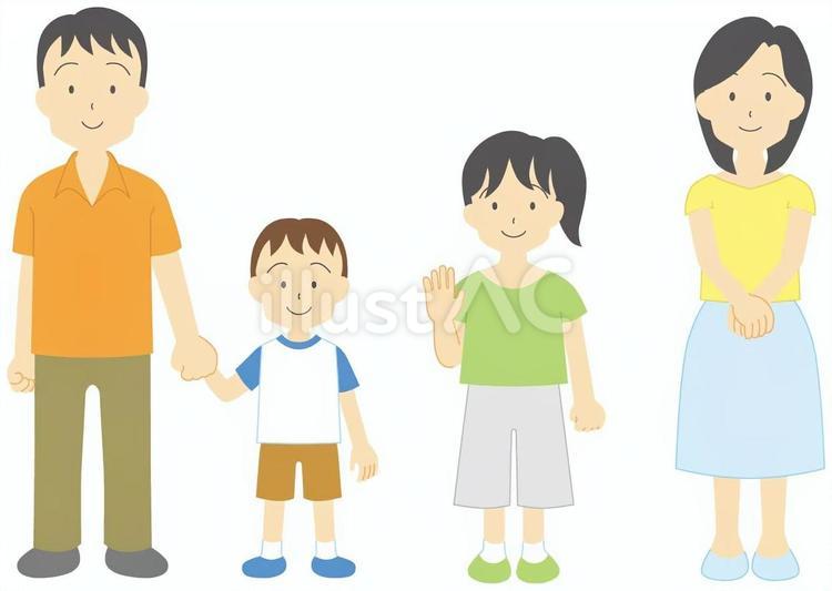 家族18 家族,親子,立つのイラスト素材