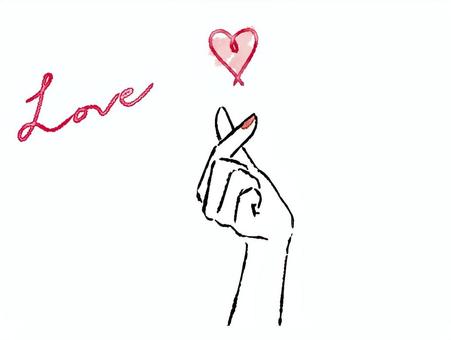 指ハート　手　LOVE　ファンサ　推し 手,ハート,指,愛,好き,インク,ワンポイント,かわいい,シンプル,大人のイラスト素材