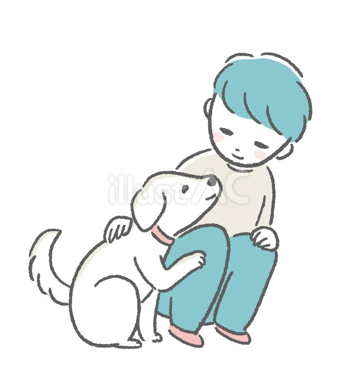 男の子と犬２ 犬,動物,子犬のイラスト素材