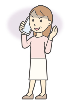  ロングヘア女性-387-全身 スマホ,悪人,女性,女の子,人物,かわいい,表情,感情,悪い,悪事のイラスト素材