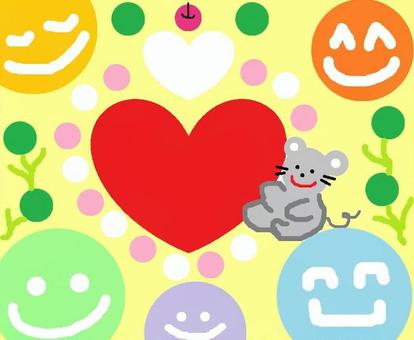 スマイルの世界 スマイル,笑顔,ハート,ネズミ,楽しいのイラスト素材