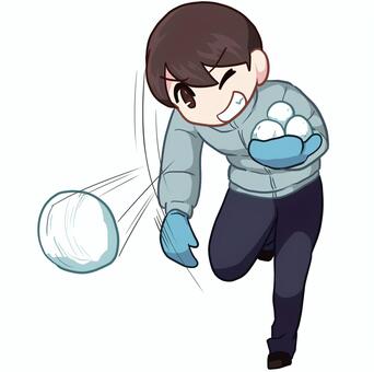 雪玉を投げる男性 人物,生活,全身,男性,雪玉,投げる,ダウンジャケット,手袋,冬,素材のイラスト素材