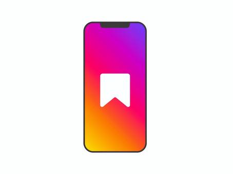 スマホ画面アイコン2／保存ブックマーク モックアップ,保存,スマホ,スマートフォン,透過,モック,透明,iphone,スマホ画面,保存マークのイラスト素材