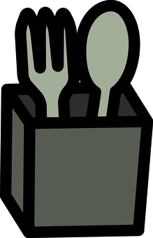 グレーの箸立てです。 箸立て,シンプル,フォーク,スプーン,飲食店,備品,グッズ,レストラン,カウンター,インテリアのイラスト素材