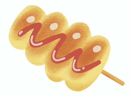 ぐるぐるウインナーパン パン,ぐるぐるウインナーパン,ウインナーロール,ケチャップ,棒付きパン,シンプル,広告,挿絵,手描き,フリー素材のイラスト素材