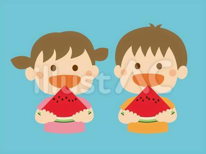 すいかを食べるこども2_あーん