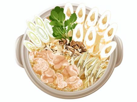 きりたんぽ鍋 きりたんぽ鍋,きりたんぽ,鍋,冬,料理,食べ物,鶏肉,せり,ネギ,マイタケのイラスト素材