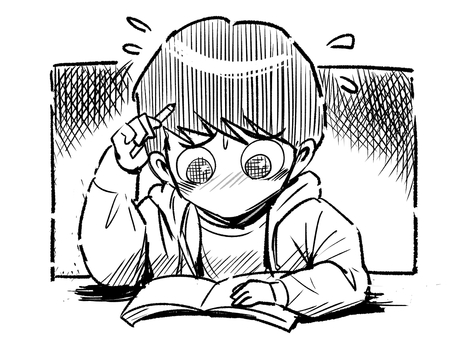 勉強 学習,宿題,学校,男の子,悩むのイラスト素材