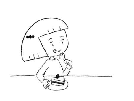 吃蛋糕的女孩復古鬆散鉛筆寫作, JPG 和 PNG 吃蛋糕的女孩復古鬆散鉛筆寫作, , JPG 和 PNG