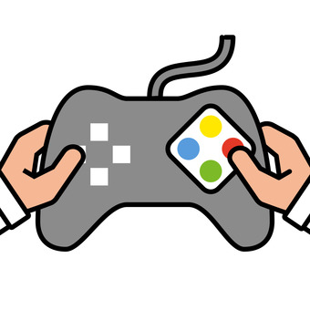 ビデオゲームをする ゲーム,テレビ,コントローラー,ボタン,有線,両手のイラスト素材