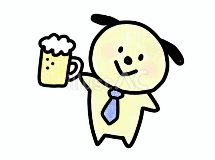 父の日ビールを持った犬手描き 父の日,ビール,犬のイラスト素材