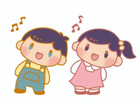 boy and girl singing, children, girl, boy, JPG and PNG