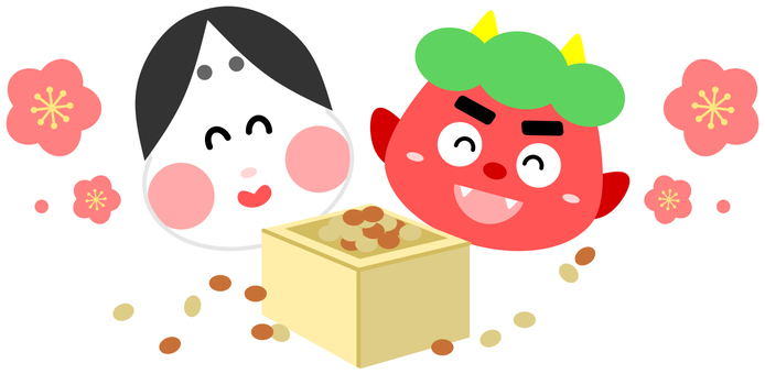 Aka and mumps bean maki (without main line), setsubun, maki beans, ghost, JPG, PNG and EPS