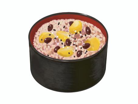 赤飯（栗入り）2 赤飯,もち米,栗,和食,ご飯,日本料理,日本食,主食,小豆,おこわのイラスト素材