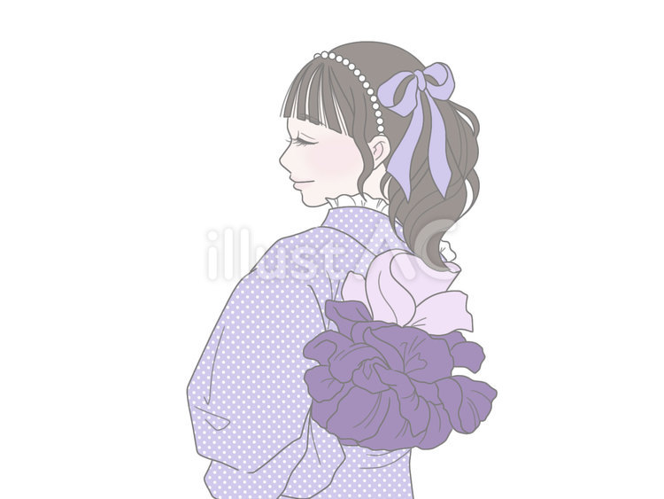 今風な和装の女の子　紫 女の子,女性,和装のイラスト素材